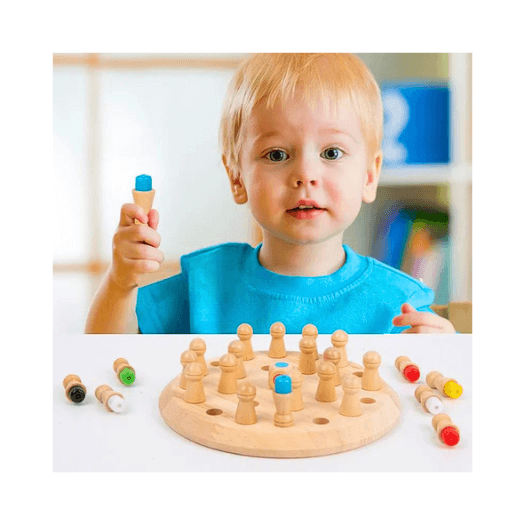 "Train your brain with Wooden Memory Chess!"